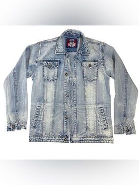 Vintage Diesel Men Rugged Blue Faded Denim Jacket size XXL EUC best fits MEDIUM